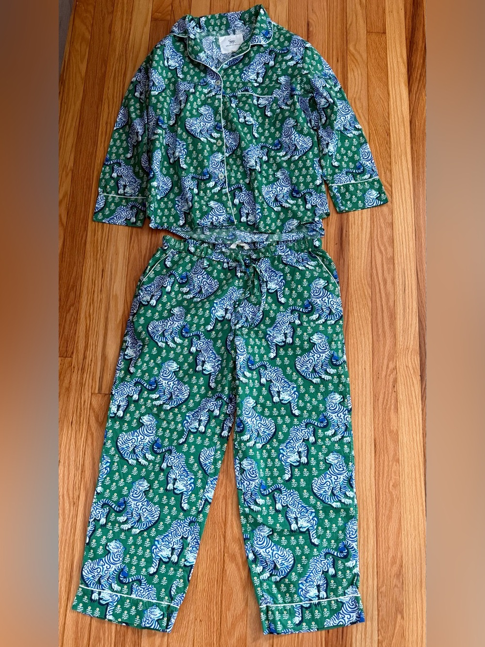 Printfresh Green and Blue Tiger-Print Kids Pajama Set